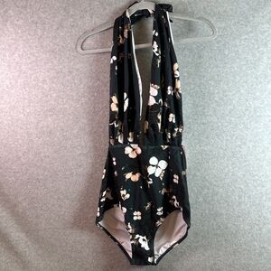 NEW Cocoship Women's 10 Floral Halter One-Piece Swimsuit Deep V Open Back Beach